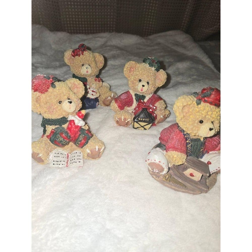 Vintage K s Collection Christmas Holiday Bear Figurines Set  Festive Decor Good
